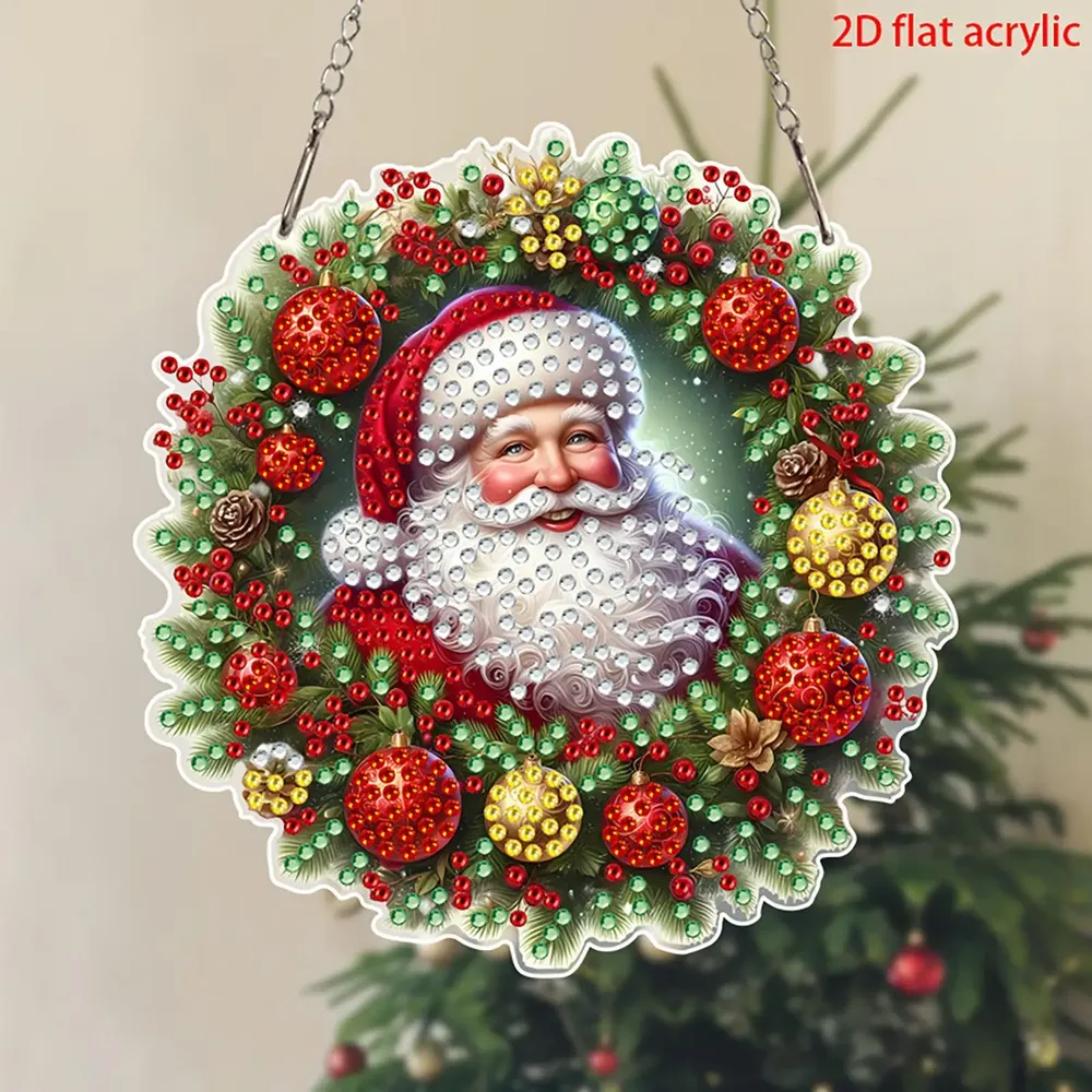 Diamantmalerei Weihnachtskranz 20 bis 60 cm Acryl Anhänger