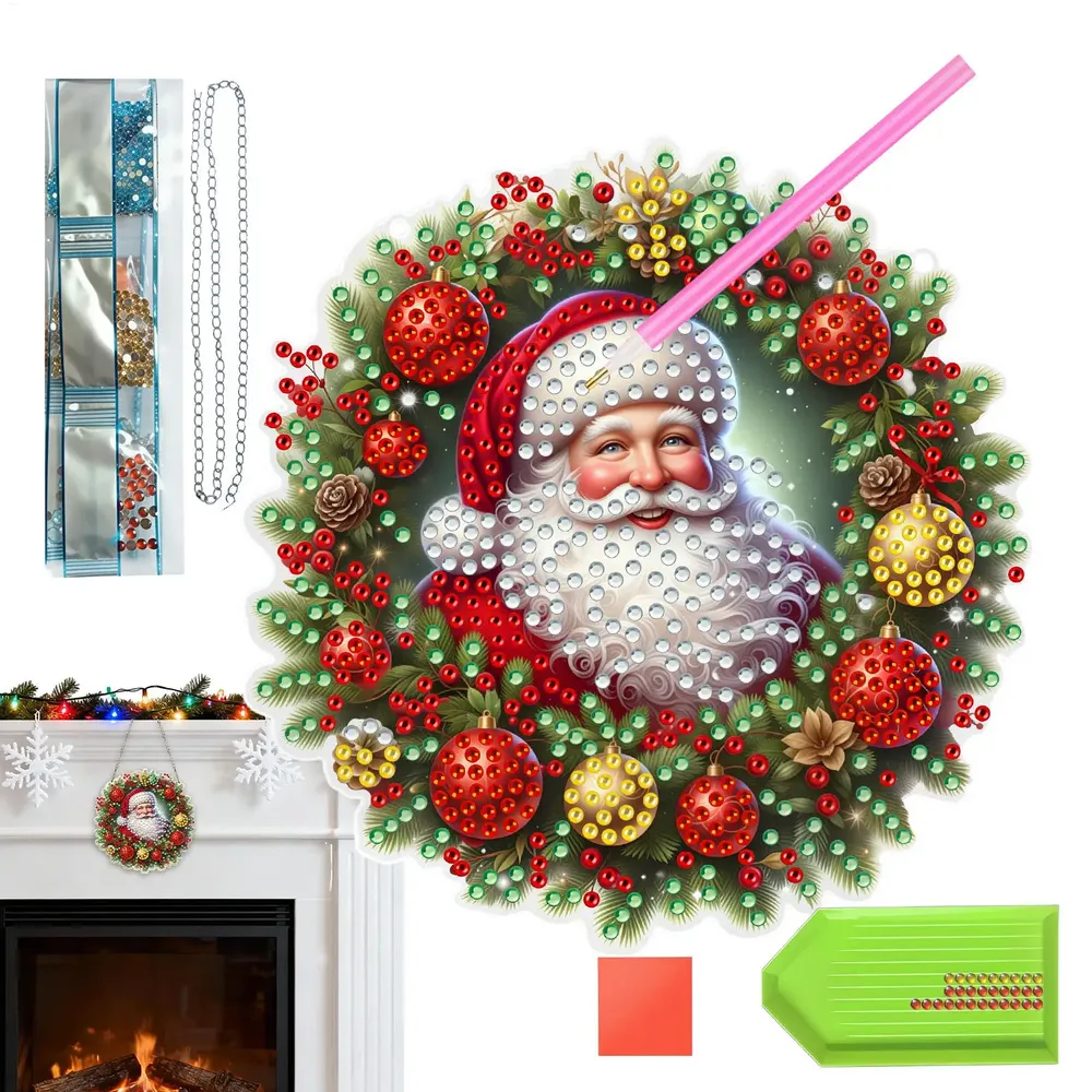 Diamantmalerei Weihnachtskranz 20 bis 60 cm Acryl Anhänger