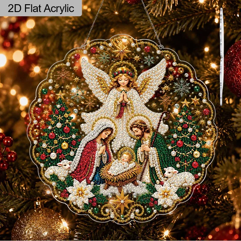 Diamantmalerei Weihnachtskrippe 20 bis 30 cm flach hängend