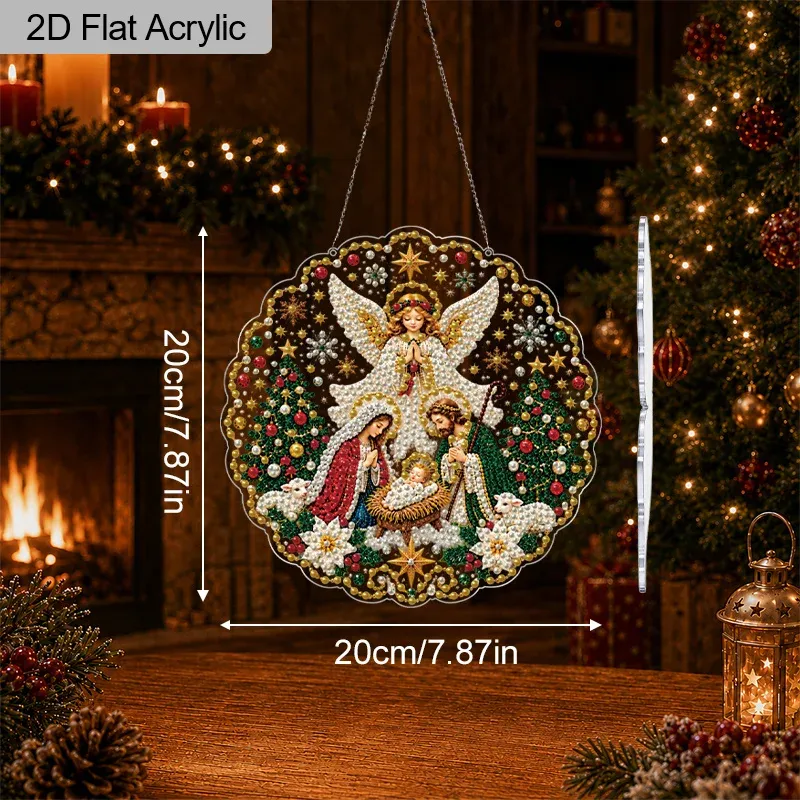 Diamantmalerei Weihnachtskrippe 20 bis 30 cm flach hängend