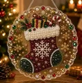 Diamantmalerei Weihnachtsornament Kranz 20 bis 25 cm – Farbe 20cm