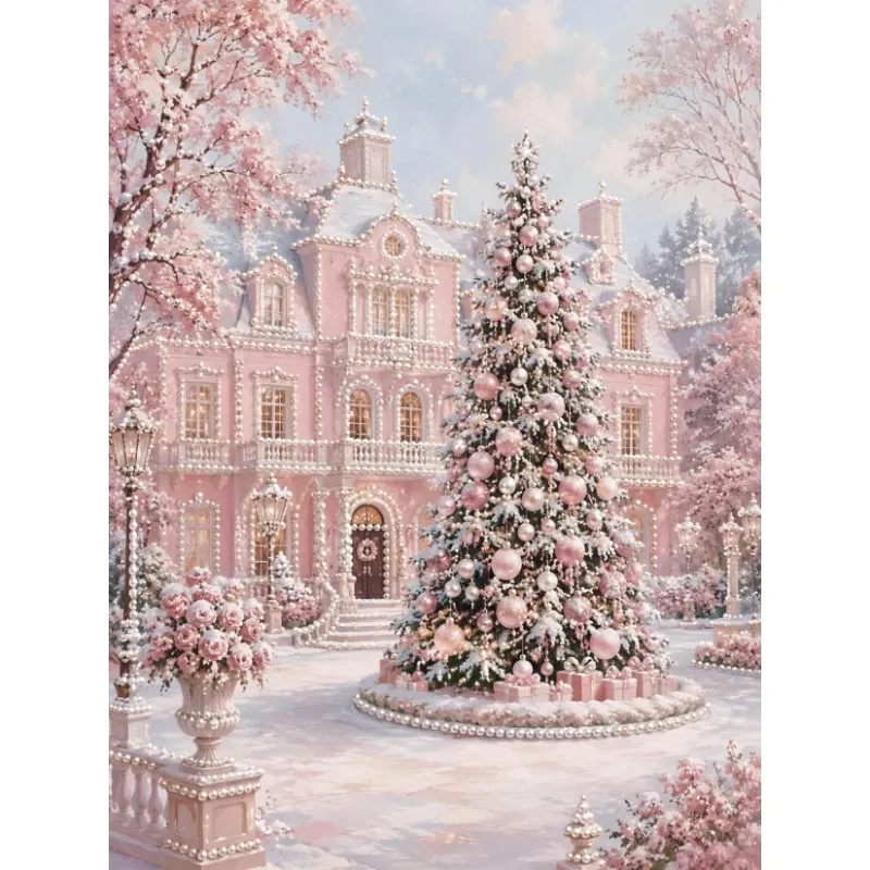 Diamantmalerei Weihnachtsschloss 20 bis 70 cm rund oder eckig