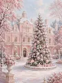Diamantmalerei Weihnachtsschloss 20 bis 70 cm rund oder eckig – Farbe WEISS (A1)