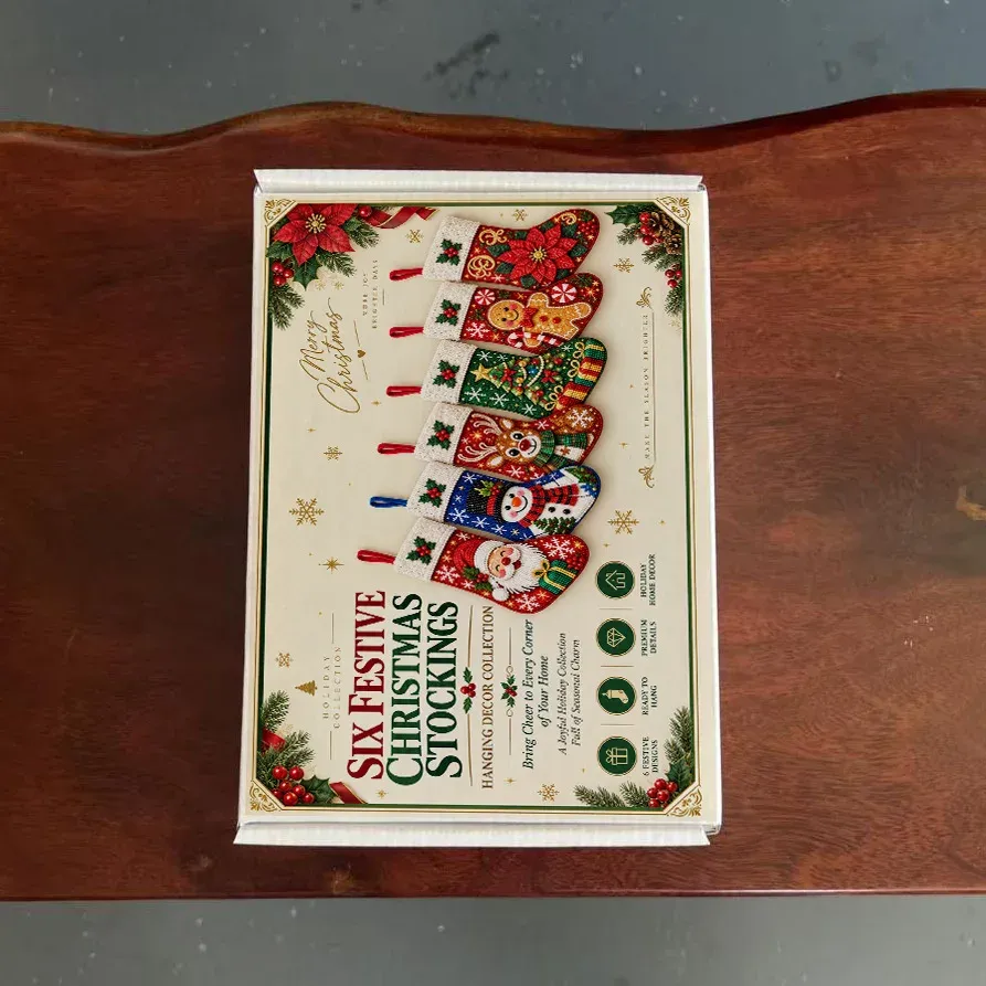 Diamantmalerei Weihnachtsstrumpf Set mit Nikolaus Schneemann