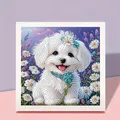 Diamantmalerei Welpe mit Blumen 30x30cm – 5