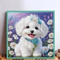 Diamantmalerei Welpe mit Blumen 30x30cm – 6