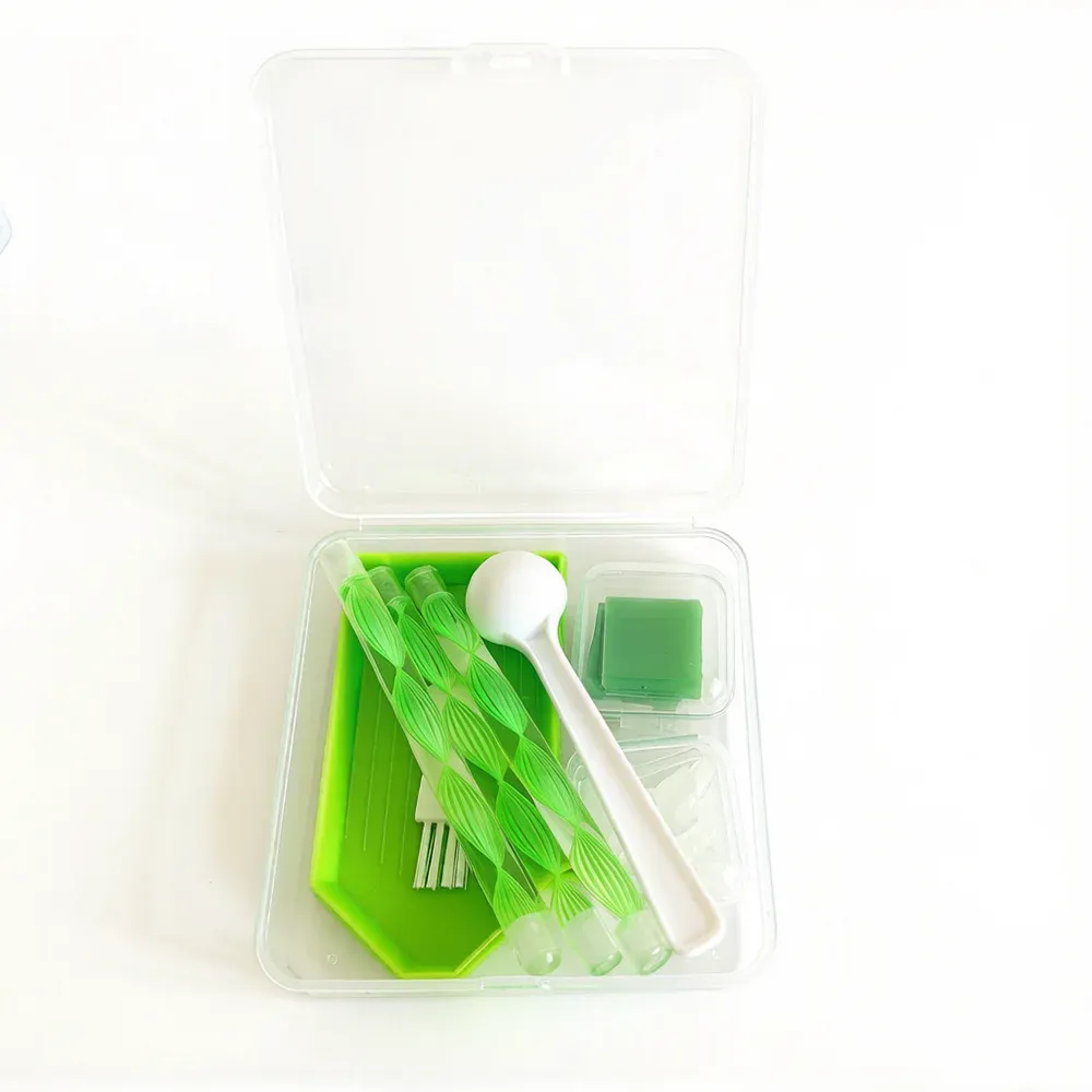 Diamantmalerei Werkzeugset 4 Farben Box Tablett Wachs Pinzette Stift