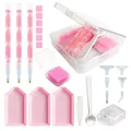 Diamantmalerei Werkzeugset 4 Farben Box Tablett Wachs Pinzette Stift – Farbe pink