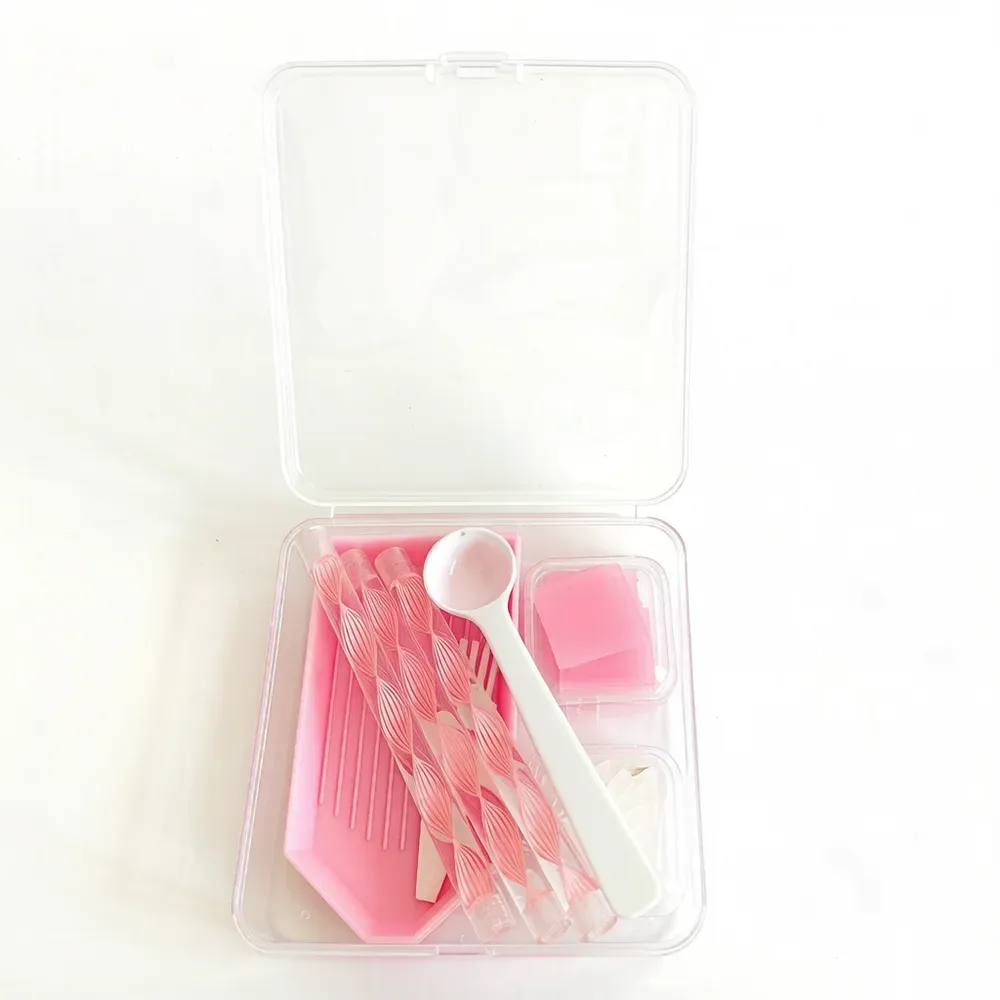 Diamantmalerei Werkzeugset 4 Farben Box Tablett Wachs Pinzette Stift