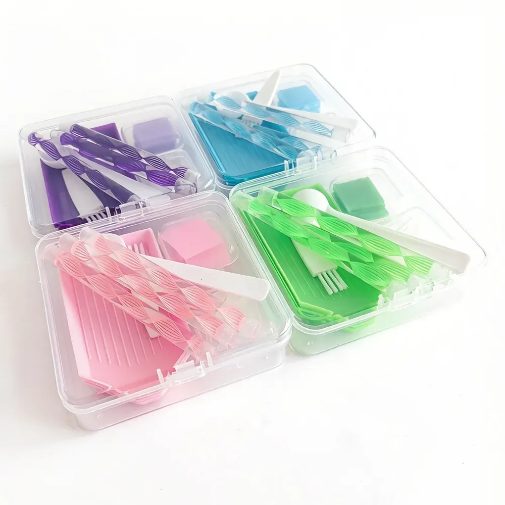 Diamantmalerei Werkzeugset 4 Farben Box Tablett Wachs Pinzette Stift