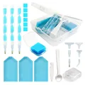Diamantmalerei Werkzeugset 4 Farben Box Tablett Wachs Pinzette Stift – Farbe blue