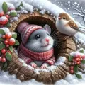 Diamantmalerei Winter Hamster 40 bis 60 cm Harz oder Acryl – Farbe 120 Colors-BQ BY-3