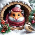 Diamantmalerei Winter Hamster 40 bis 60 cm Harz oder Acryl – Farbe 120 Colors-BQ BY-4