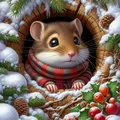 Diamantmalerei Winter Hamster 40 bis 60 cm Harz oder Acryl – Farbe 120 Colors-BQ BY-2