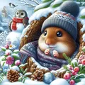 Diamantmalerei Winter Hamster 40 bis 60 cm Harz oder Acryl – Farbe 120 Colors-BQ BY-1