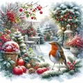 Diamantmalerei Winter Robin 20 bis 70 cm rund oder eckig – 1