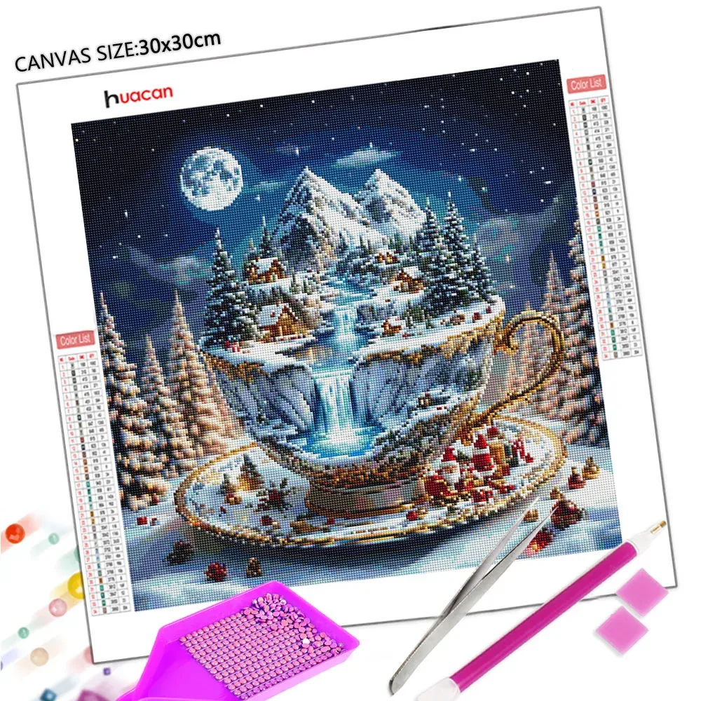 Diamantmalerei Winter Teetasse 20 bis 40 cm