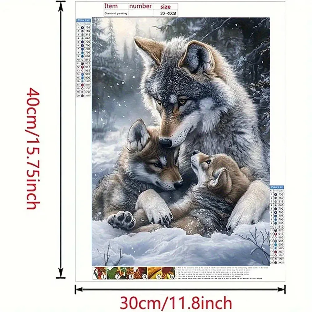 Diamantmalerei Wolf Familie 20 bis 70 cm rahmenlos