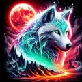 Diamantmalerei Wolf Hund Tier Mosaik Mond für Erwachsene Anfänger – Farbe 9562