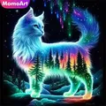 Diamantmalerei Wolf Tier Mond Fluss Sonnenuntergang – 1