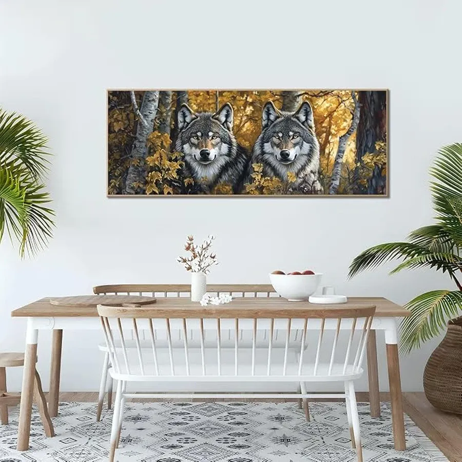 Diamantmalerei Wölfe Wald extra groß rahmenlos