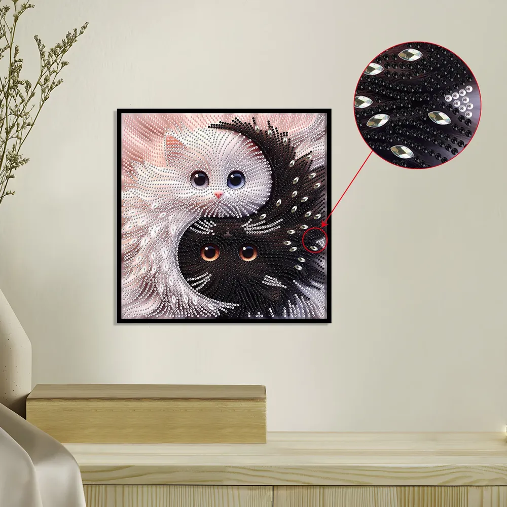 Diamantmalerei Yin Yang Katze 30x30cm