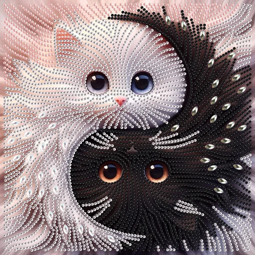 Diamantmalerei Yin Yang Katze 30x30cm