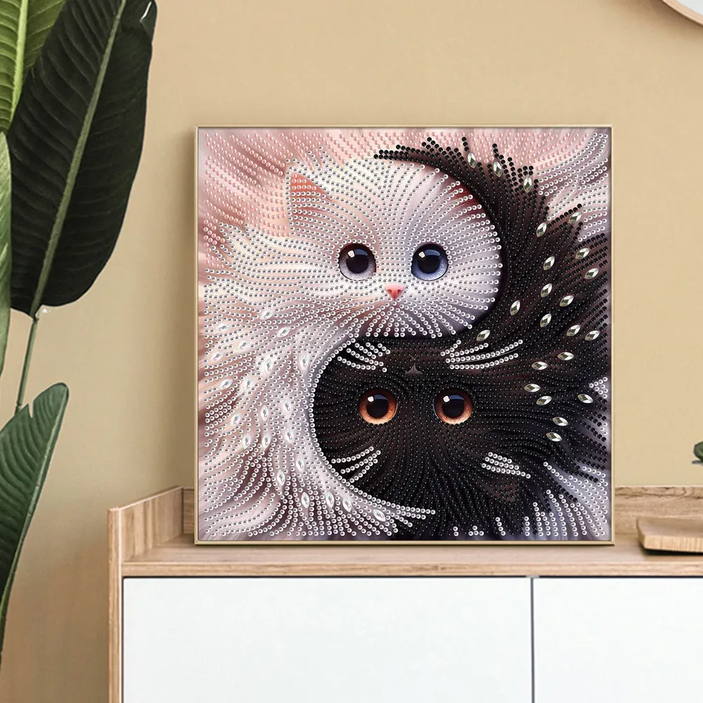 Diamantmalerei Yin Yang Katze 30x30cm
