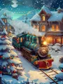 Diamantmalerei Zug Winterlandschaft 20 bis 70 cm rund oder eckig – Farbe 1021