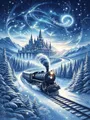 Diamantmalerei Zug Winterlandschaft 20 bis 70 cm rund oder eckig – Farbe 1022