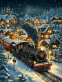 Diamantmalerei Zug Winterlandschaft 20 bis 70 cm rund oder eckig – Farbe 1027