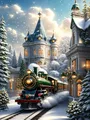Diamantmalerei Zug Winterlandschaft 20 bis 70 cm rund oder eckig – Farbe 1030