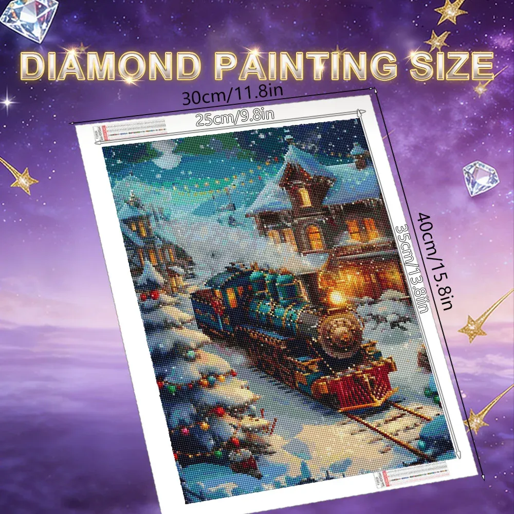 Diamantmalerei Zug Winterlandschaft 20 bis 70 cm rund oder eckig