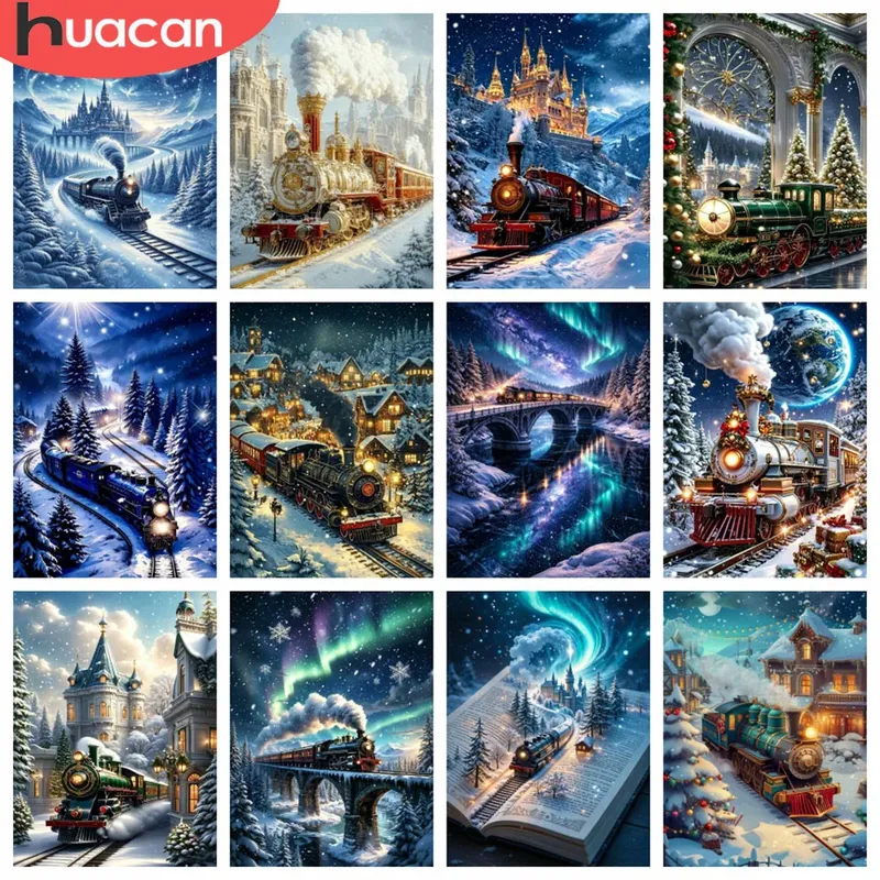 Diamantmalerei Zug Winterlandschaft 20 bis 70 cm rund oder eckig