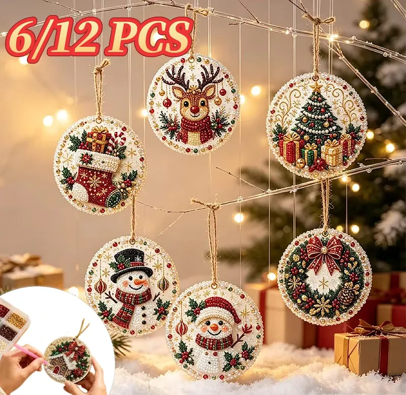 Diamantmosaik Weihnachtsanhänger 6 bis 12 Stück