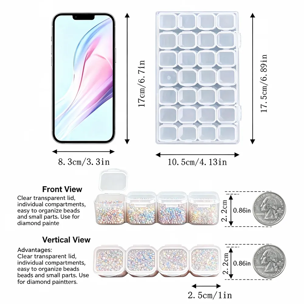 Diamond Painting Aufbewahrung 10 Sets mit 28 Fächern für Zubehör