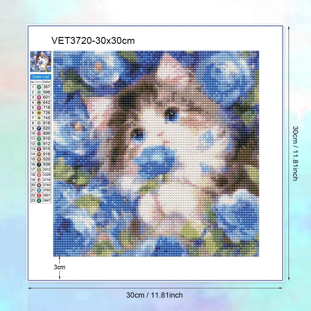 Diamond Painting Katze AB Diamanten rund oder quadratisch 20 bis 35 cm