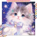 Diamond Painting Katze AB Diamanten rund oder quadratisch 20 bis 35 cm – Farbe VET3722