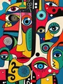 Diamond Painting Picasso Stil Figuren Mosaik handgefertigt rund quadratisch – Farbe WEISS (A1)