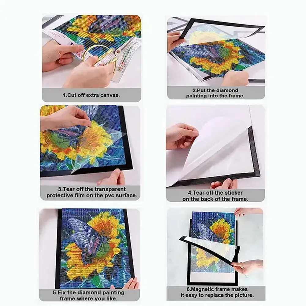 Diamond Painting Rahmen magnetisch 28 x 38 cm selbstklebend schwarz