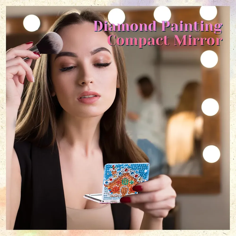 Diamond Painting Set kleiner Spiegel Weihnachtsmuster PU Leder Geschenk