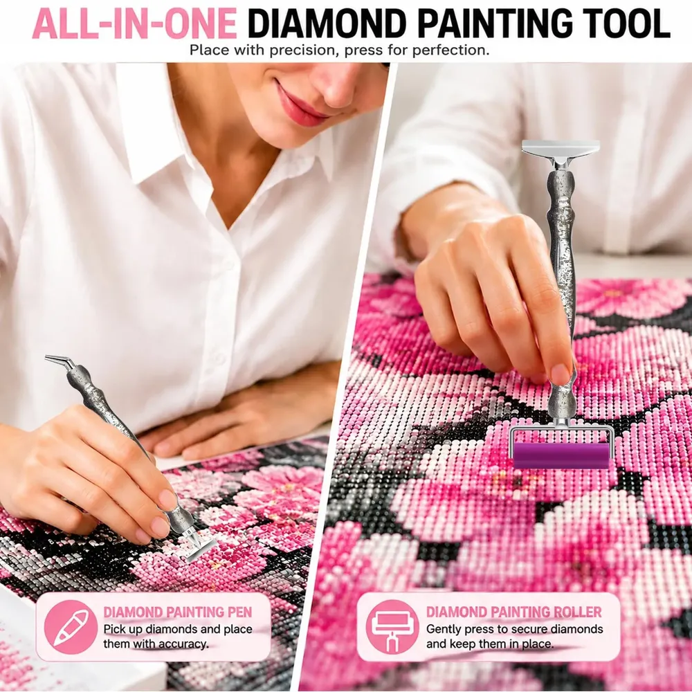 Diamond Painting Stiftset mit Rollwerkzeug und Tablett