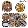 Diamond Painting Untersetzer 8 Stück Kaffeethema rund voll besetzt – 1
