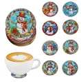 Diamond Painting Untersetzer 8 Stück Schneemann Muster Kristall Verzierungen – Farbe AA1675