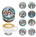 Diamond Painting Untersetzer 8 Stück Schneemann Muster Kristall Verzierungen – Farbe AA1677