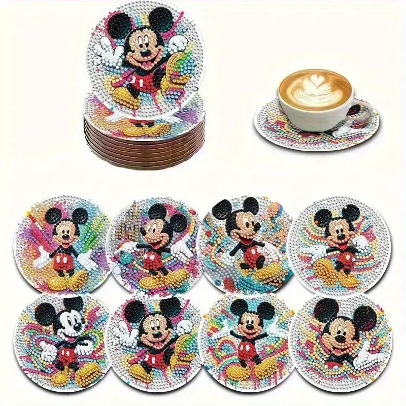 Diamond Painting Untersetzer Holz Cartoon Maus mit Halterung Dekoration