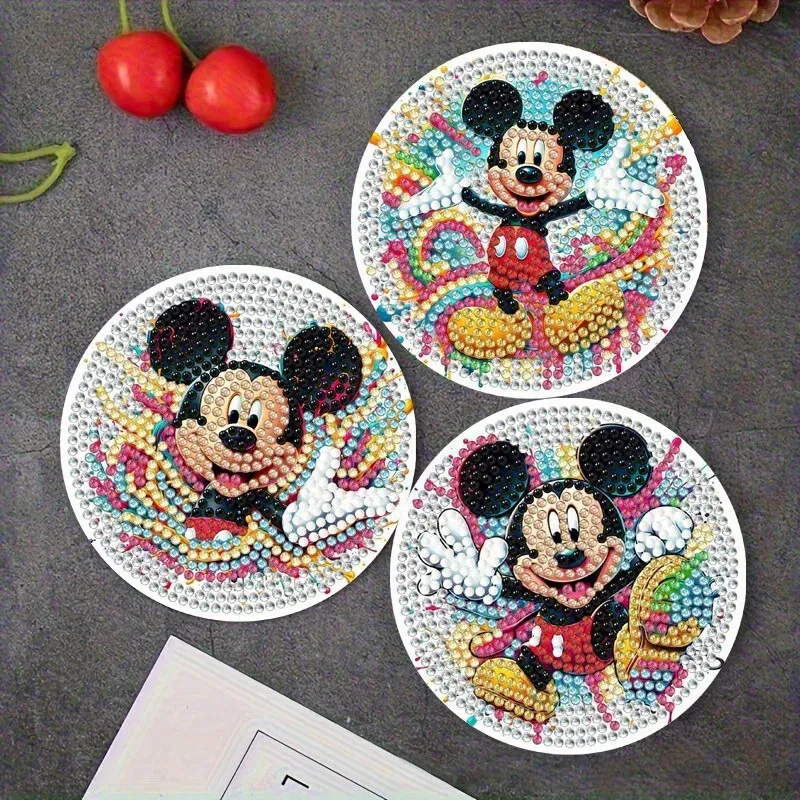 Diamond Painting Untersetzer Holz Cartoon Maus mit Halterung Dekoration