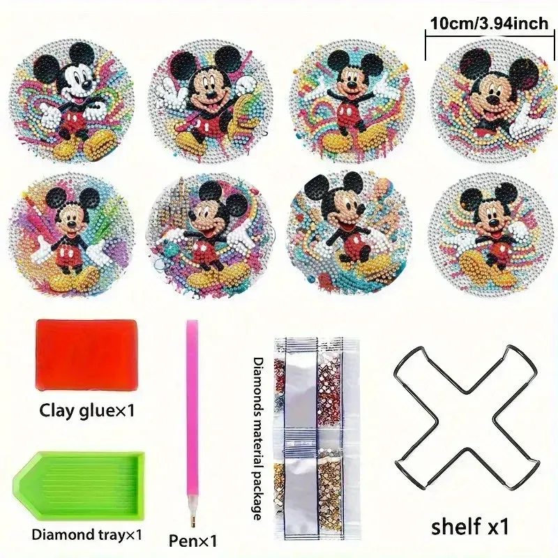 Diamond Painting Untersetzer Holz Cartoon Maus mit Halterung Dekoration