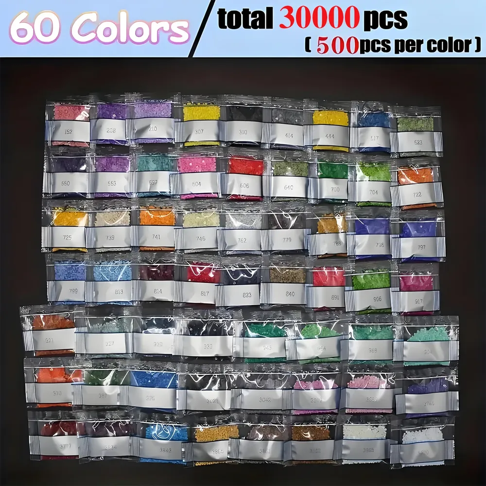 Diamond Painting Zubehör 60 Farben je 500 Diamanten für Kunst