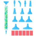 DIAPAI Diamond Painting Leuchtstift mit 12 Metallspitzen – Farbe green blue head